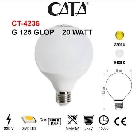 Cata - Cata 20 W/6500K E27 2150Lm Led G-125 Glop Led Ampul