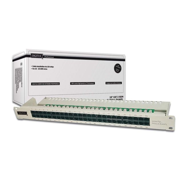 Digitus - DİGİTUS 19 INCH 50 PORT CAT-3 ISDN PATCH PANEL ZIRHSIZ DN-91350-1