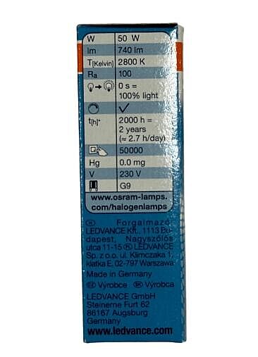 OSRAM HALOPIN 50(60W)/2800K 740LM G9 HALOJEN AMPUL PRO 66748 - 2