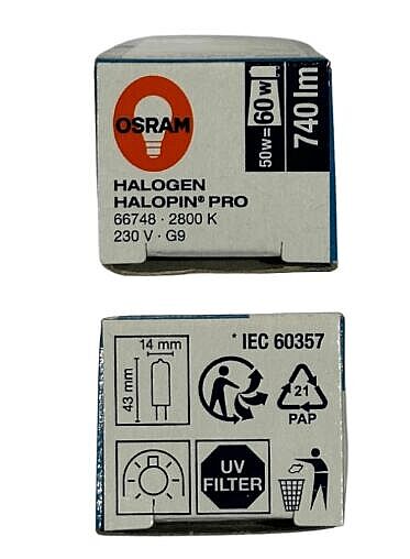OSRAM HALOPIN 50(60W)/2800K 740LM G9 HALOJEN AMPUL PRO 66748 - 3