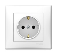 Schneider Electric Sedna Topraklı Beyaz Priz + Çerçeve SDN3000121 - Thumbnail